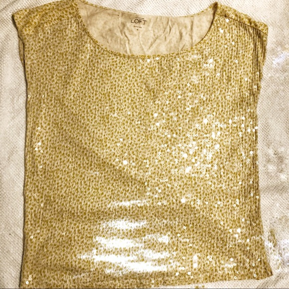 Ann Taylor LOFT Sequin Pattern Comfy Stretchy Top - Picture 3 of 5